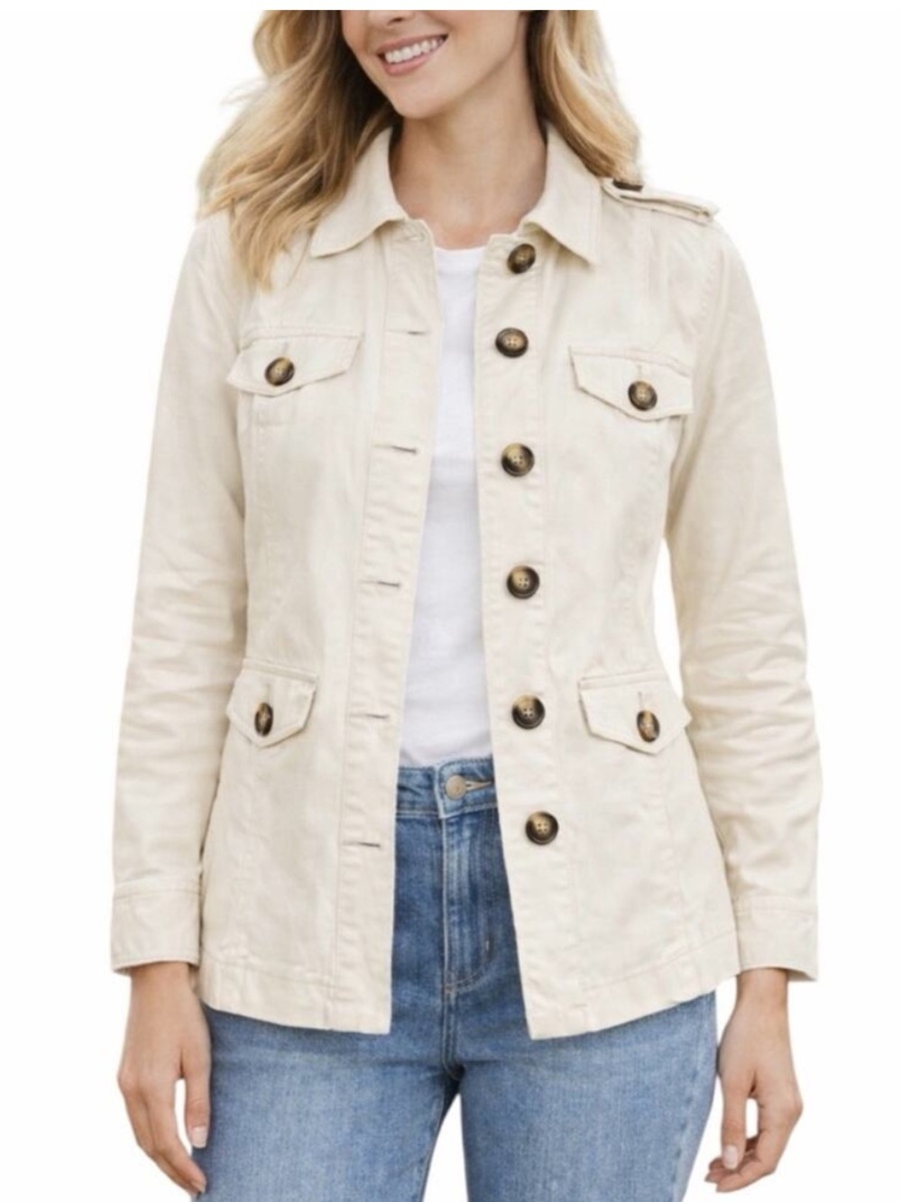 Cabi Safari Kenya Utility Trench Twill Jacket Blazer Style #5659 Neutral